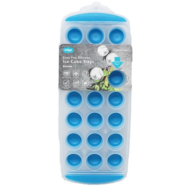 12 Packs of 3pk Blue Rnd. Silicone Ice Cube Mold