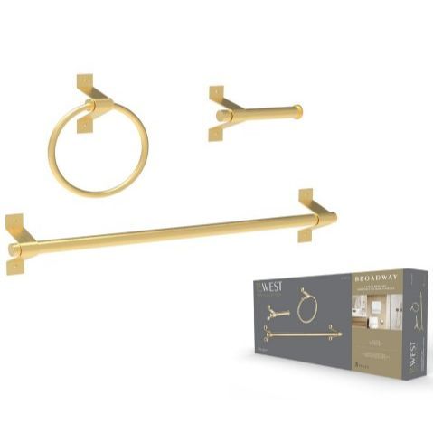 6 Pieces of 3pc Broadway Brushed Gold Bath Hardware Set