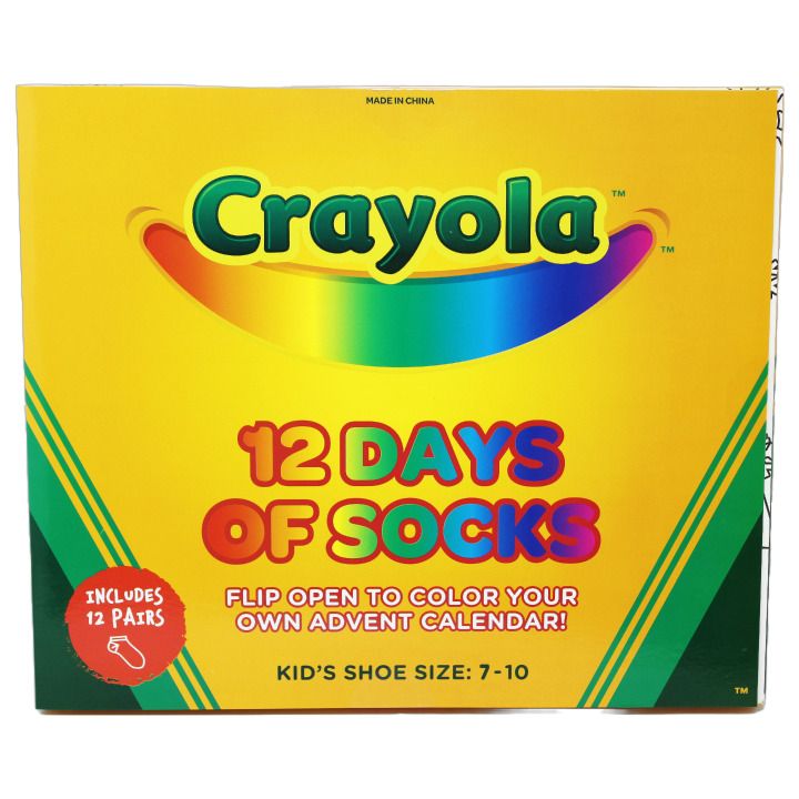 12 Pieces of 12pk Crayola Socks Box Set Size 4-6 C/p 12