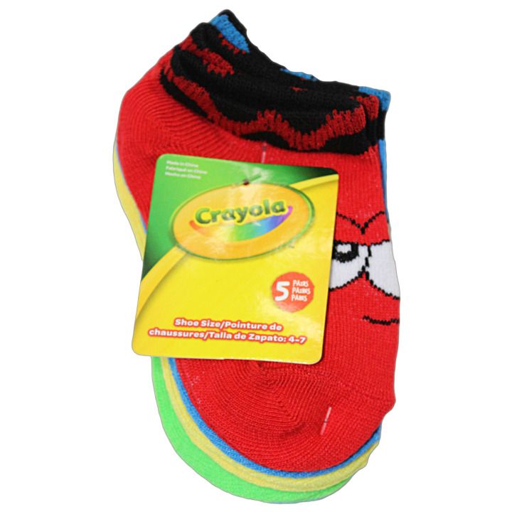 60 Pieces of 5pk Crayola Boys Toddler Faces Ns Socks Size 2T-4t