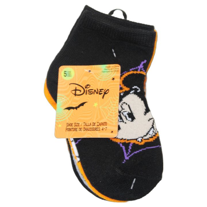 60 Pieces of 5pk Mickey Mouse Trick Or Treat Qrt Socks Size 2T-4t