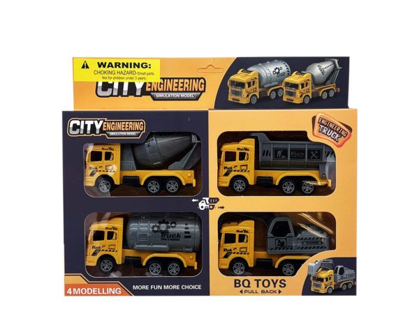 12 pieces 4 Pack Pull Back Construction Site Toy Truck Set - Cars, Planes,  Trains & Bikes