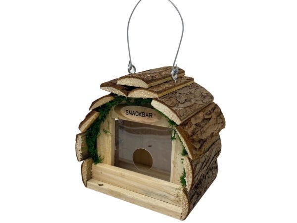 12 pieces of 6 In X 9 In Log Cabin Bird Feeder With Plastic Window