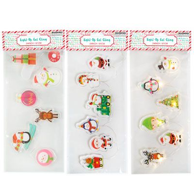 24 pieces of Gel Cling Liteup Christmas 3ast In TrY-Me Pkg 24in L 2-CR-2032 Batteries Included Pb/insert