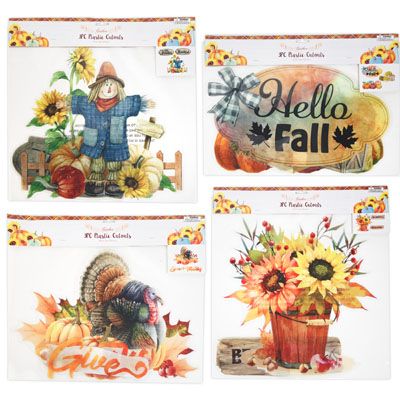 24 pieces of Harvest Plastic Cutouts W/gel Tape 3pc 4ast Pbh
