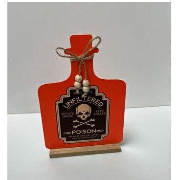 24 pieces of Table Decor Halloween Poison Bottle Metal 5.25x7in 3ast W/twine Bow & Beads Comply/label
