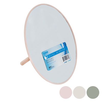 12 pieces of Mirror Oval Easel Back 6in W X 8in H 3ast Colors Label Light Grey/pink/cream