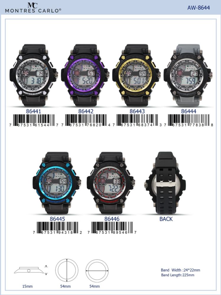 12 Wholesale Digital Watch - 86445 assorted colors - at -  wholesalesockdeals.com