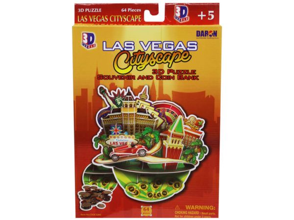 36 pieces of Las Vegas Cityscape 64 Piece 3d Cityscape Puzzle And Coin Bank