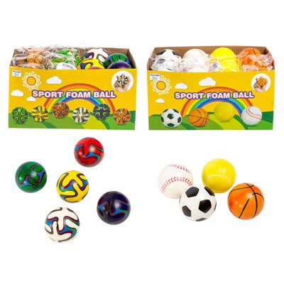 48 pieces of Ball Foam Sport 2.36in/24pc Pdq 1 Ea Sport/swirl Pdq Per Master Opp Bag/label