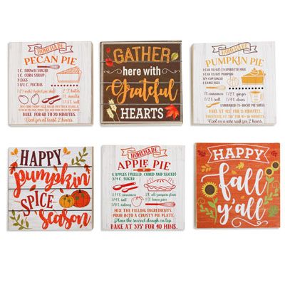 24 pieces of Harvest Mdf Boxed Sentiments 6ast 5.91in Mdf Hanging/table Comply/label