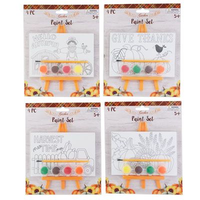 36 pieces of Paint Set W/board & Easel Harvest 4pc Set 4ast Designs/blistercard