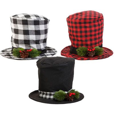 18 Pieces of Tree Topper/table Decor Top Hat 3ast Popup/collapsible 9.5x6.5in W/greens&pinecone Xmas Ht/jhook