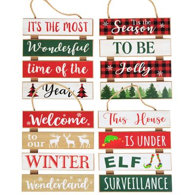 12 pieces of Wall Plaque Christmas Mdf 4ast 4-Section 7.9 X 0.7 X 8.9in Comply Label/ht
