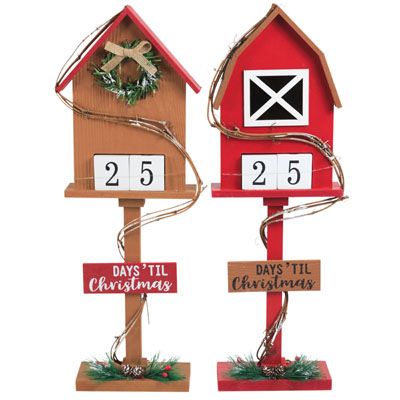 4 pieces of Countdown Calendar Christmas Mdf 2ast Barn/house 6.4l X 2.6w X 19.2inh Comply/label