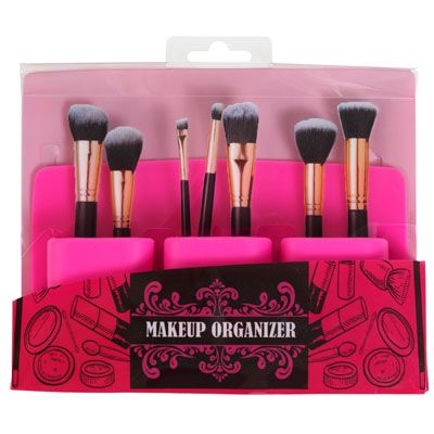 12 pieces of Makeup Brush Organizer 3 Pocket Miracle Cling/hot Pink Silicone 8.86 X 5.12 X 1.38in/pvc Pinkhba