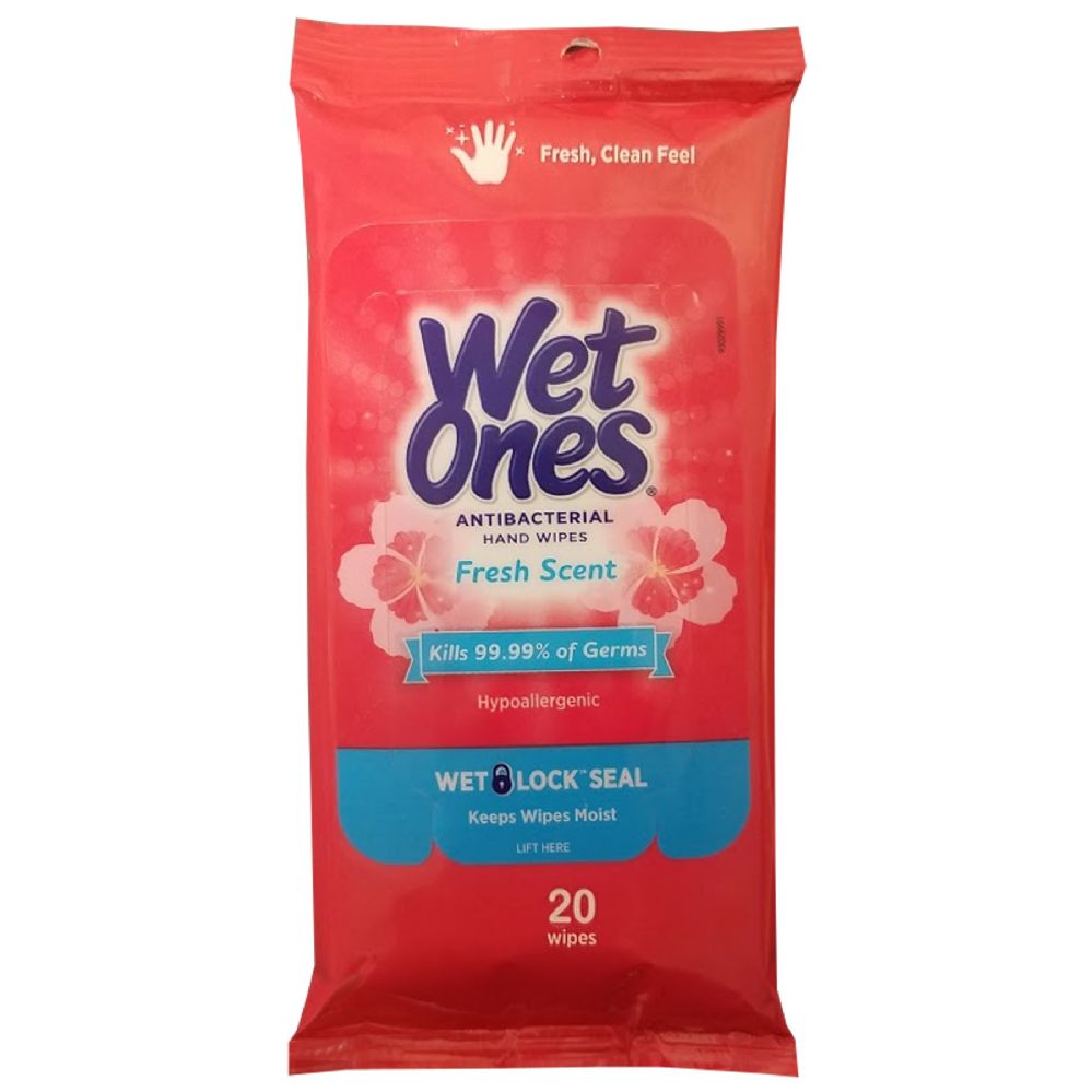 Wet Ones Antibacterial Hand Wipes, Fresh Scent Wipes | Travel Wipes Case,  Antibacterial Wipes | 20 ct. Travel Size Wipes