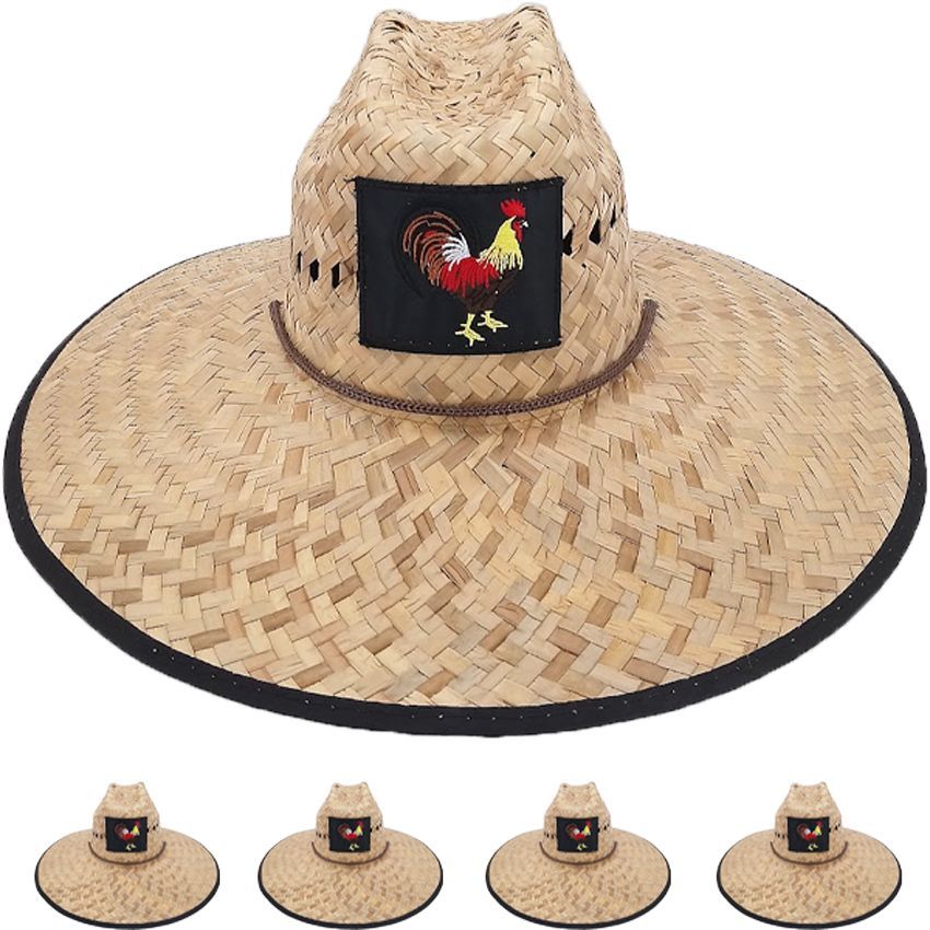 12 Wholesale Sun Hat for Men - Rooster Patch - at 