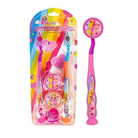 24 Pieces of 4pk Child's Toothbrush & Cover Set [Princess]