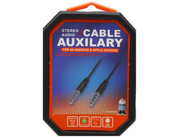 144 pieces of Travelocity Audio Auxilary Cable Assorted White And Black