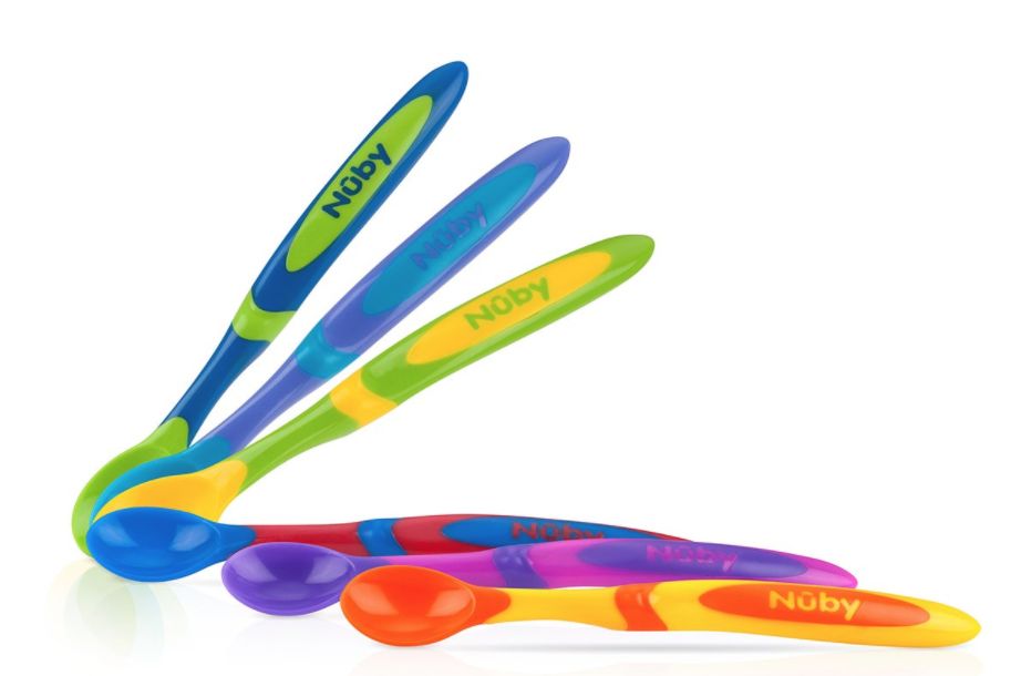 12 pieces Nuby Long Handle Weaning Spoons - Baby Utensils