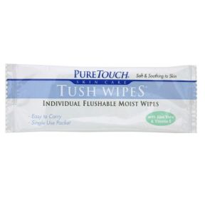 288 pieces Pure Touch Tush Wipes Flushable Moist Wipes - Hygiene Gear