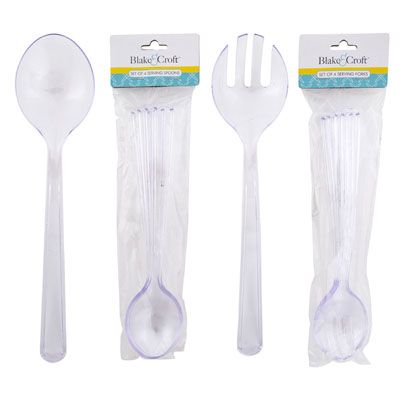 72 pieces of Serving Spoons/forks Plastics/4 Clear 10in Kitchen Pbh