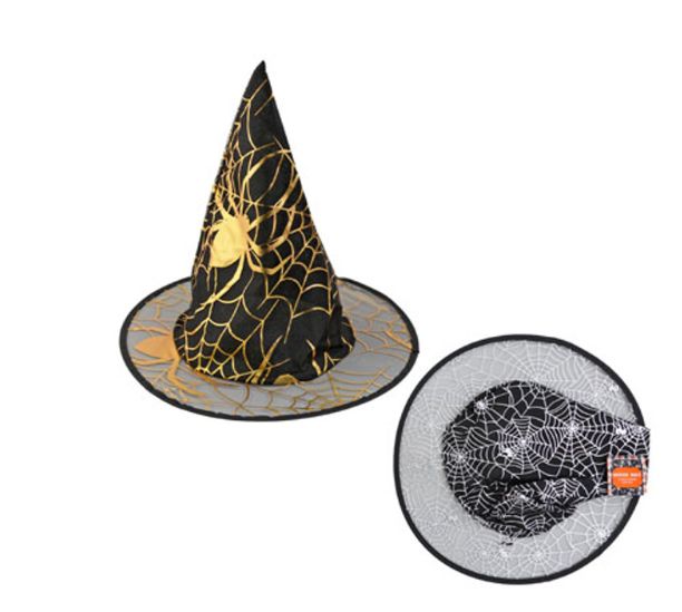 48 Pieces of Witch Hat Kids 13in 2ast Web/spider Patterns Ea In Gold Or Silver Ht/jhook