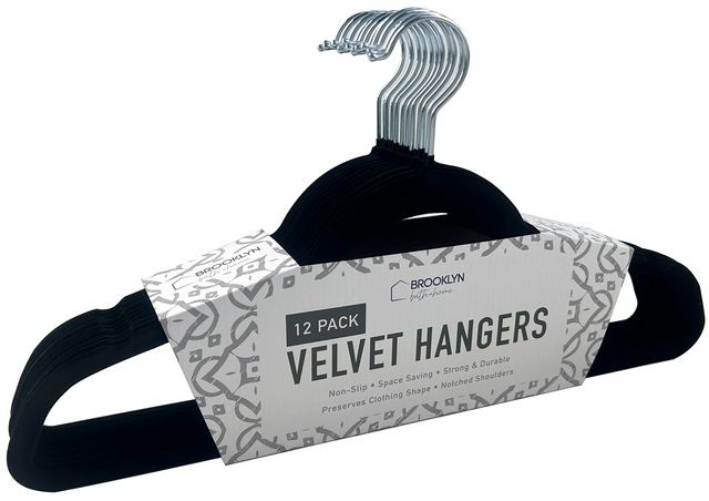 12 packs 12 Pack Black Velvet Hanger - Hangers - at 