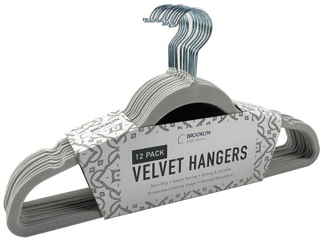 12 packs 12 Pack Black Velvet Hanger - Hangers - at 