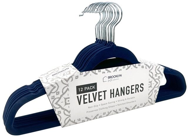 12 Packs of 12 Pack Velvet Navy Hanger