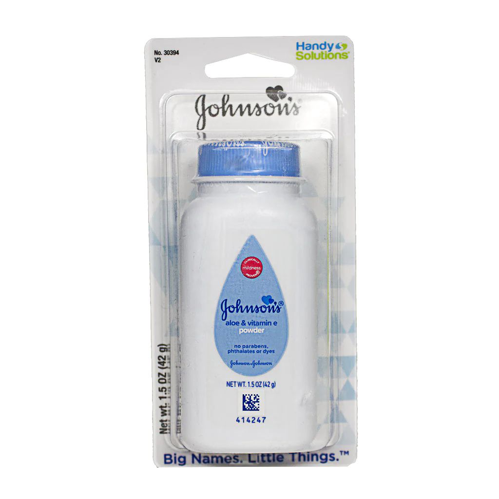 12 Pieces Travel Size Johnson's Aloe And Vitamin E Baby Powder - 1.5 Oz. Carded - Personal Care Items