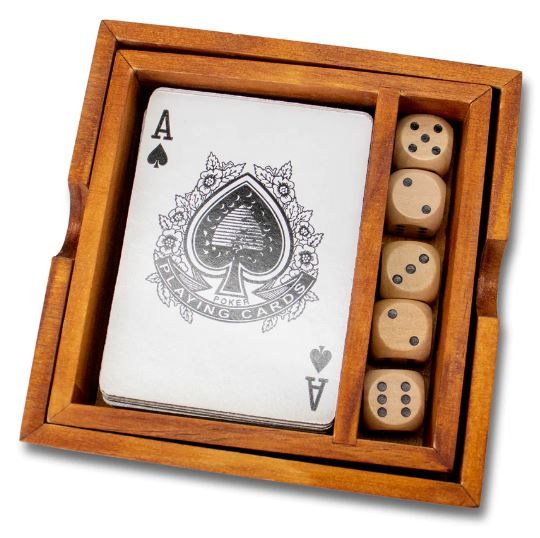 Wooden Cards & Dice Set