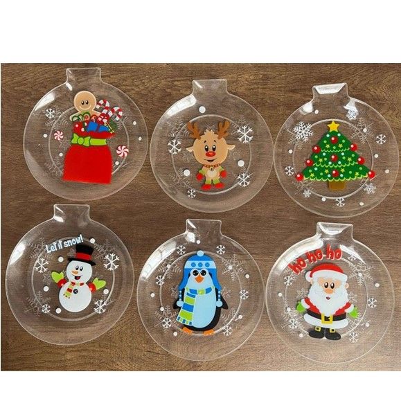 48 pieces of Christmas Plate Clear Dessert Ornament Shaped 6ast Plastic 8.15 X 7.6 X 0.59in