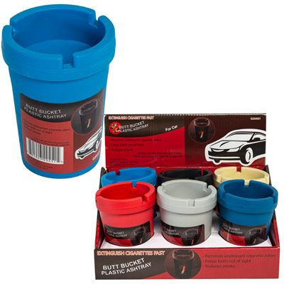 24 Pieces of Car Ashtray Butt Bucket W/removable Lid 6 Ast Clrs/6pc Pdq 3in Dia X 4.25in H Label