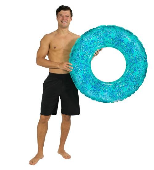 6 Pieces 36" Beach & Pool Tube With Glitter - Aqua Glitter - Inflatables
