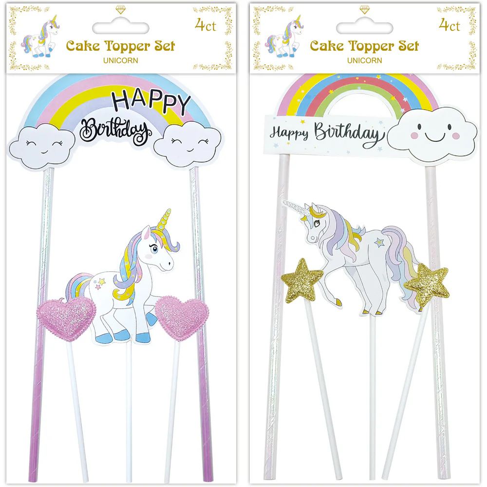 48 Pieces of Birthday Unicorn Cake Topper