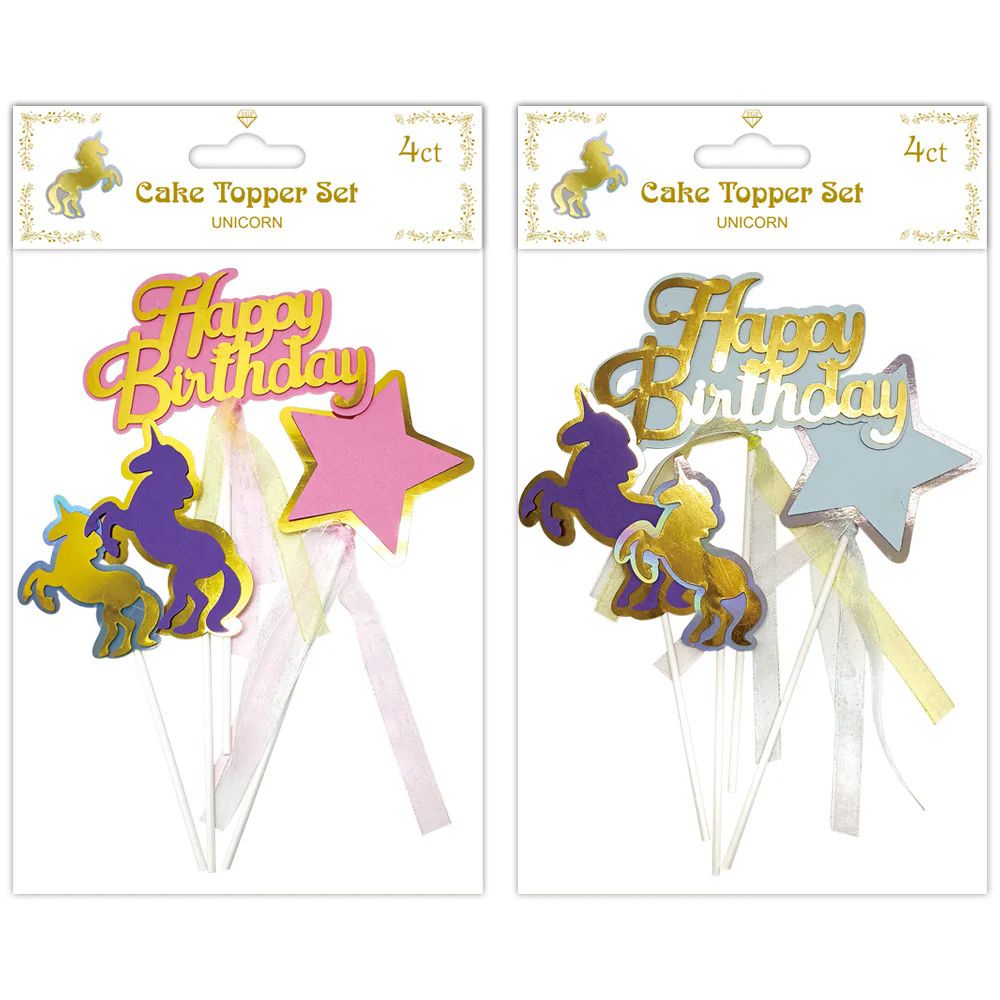 48 Pieces of Birthday Unicorn Cake Topper