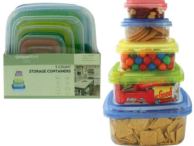 12 Bulk 5 Piece Assorted Sizes Storage Containers