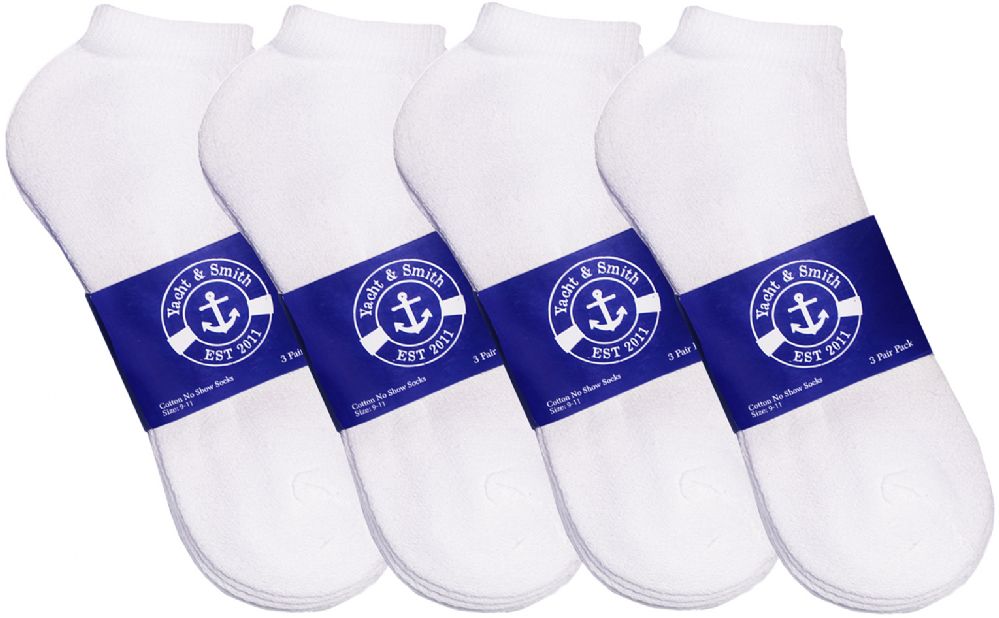 120 Wholesale Yacht & Smith Women's Cotton White No Show Ankle Socks