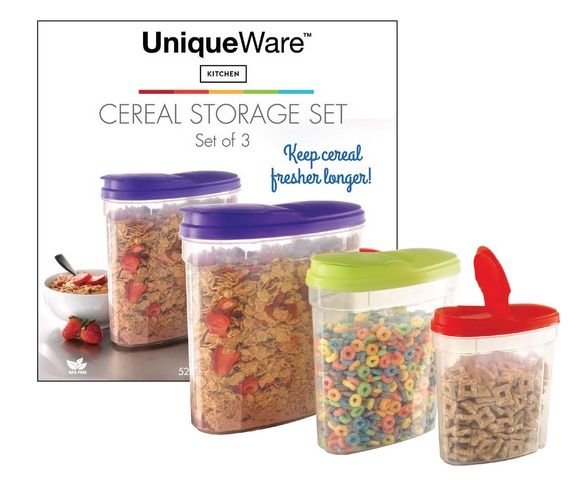12 Wholesale 3 Pack Cereal Container - at 