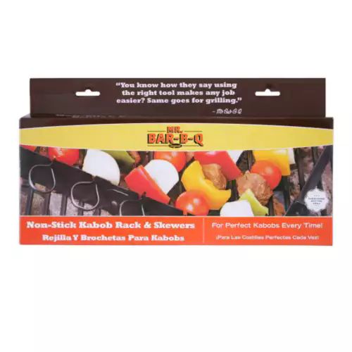 12 Pieces of Mr Barb Q Deluxe Non Stick Shish Kabob Set Includes 6 Non Stick Skewers And Frame