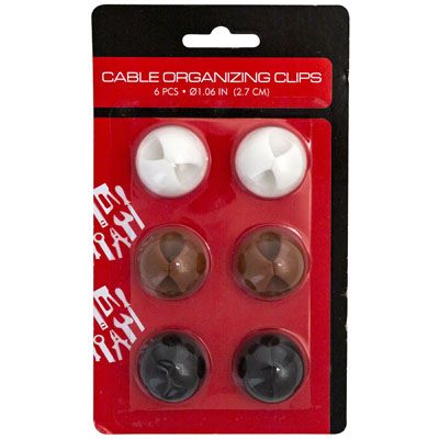 48 pieces of Cable Organizing Clips 6pk 1.125in SelF-Adhesive 3clr Pk Blistercard