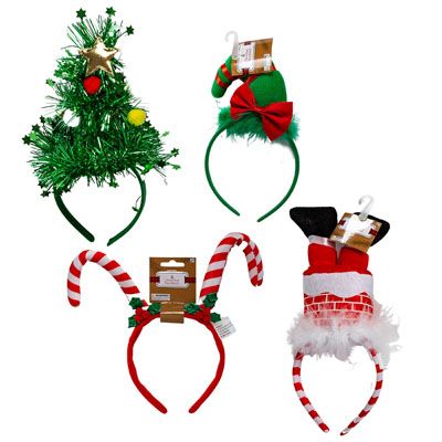 24 Pieces of Headband Christmas 4ast Plush Santa Legs/tinsel Tree/candycanes/elf Hat Jhook/ht/barbell