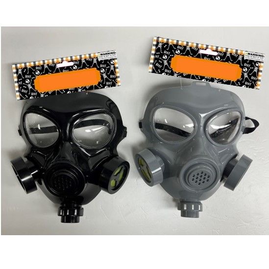 12 pieces of Gas Mask Costume Adult 2ast Grey/black Hlwncard