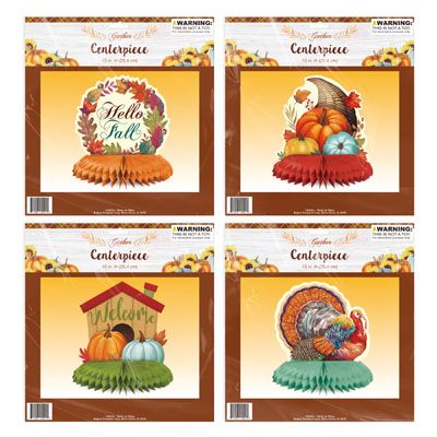 48 pieces of Harvest Honeycomb Centerpiece 2ast 9.5 W X 10in H Polybag/insert Card