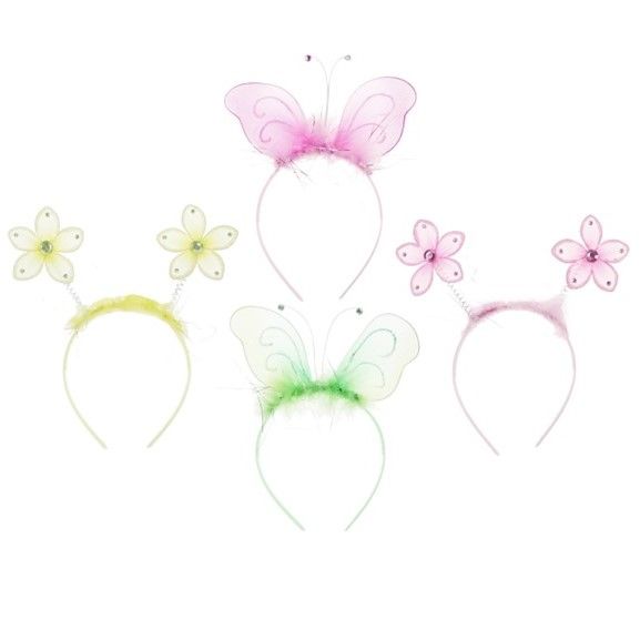 36 pieces of Butterfly Or Flower Headband 4ast W/glitter & Gems Pbh