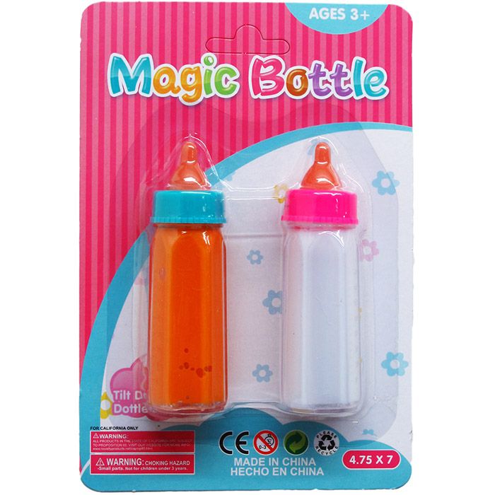 96 pieces of 2pc 3.75" Magic Toy Baby Bottle On Blister Card