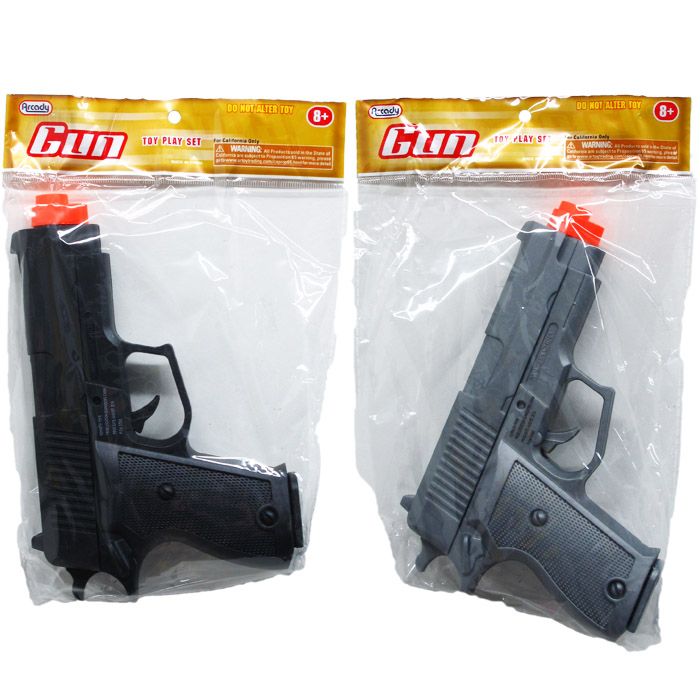 144 pieces of 7" Toy Pellet Gun In Pegable Pp Bag, Blk&silver Assrt