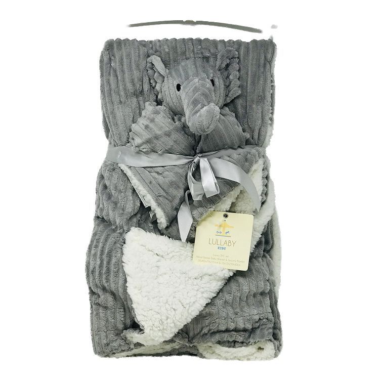 24 pieces of Grey Baby Blanket W/blankie C/p 24